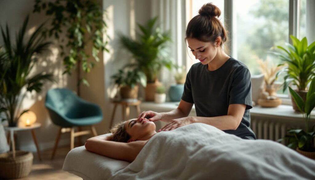 masaje manos mujer relajacion terapia holistica luz natural plantas