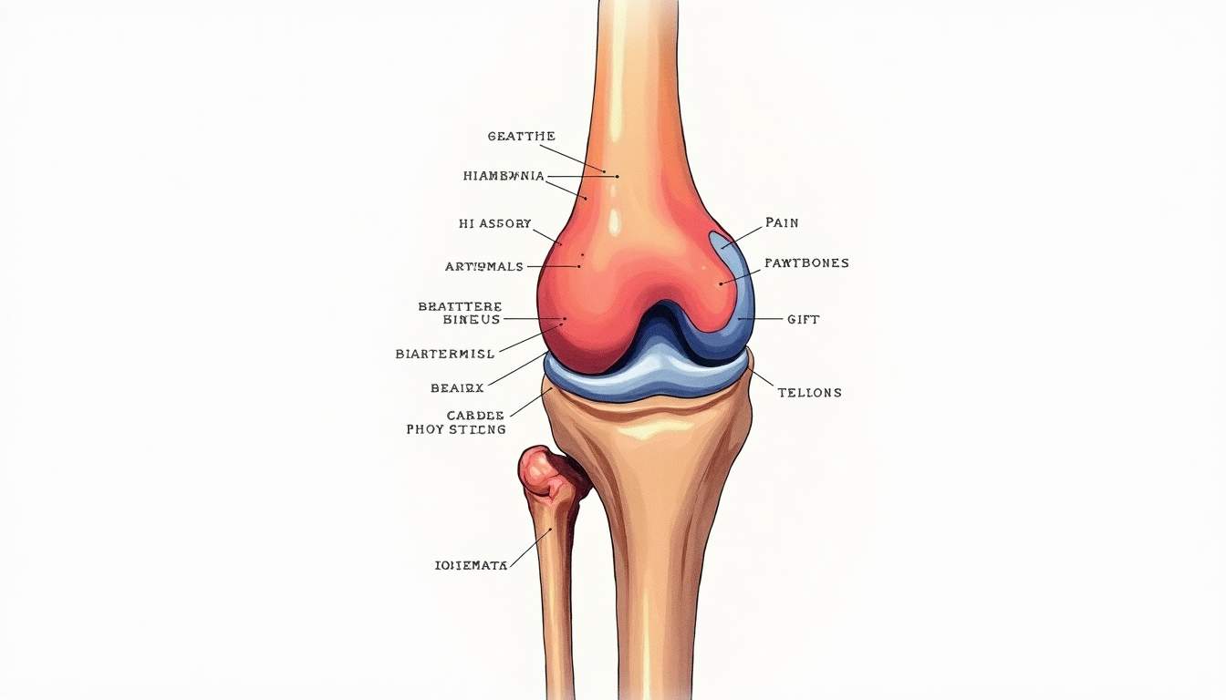 A detailed anatomical diagram of the knee joint