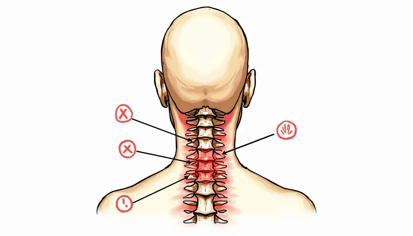 An anatomical diagram of the cervical spine
